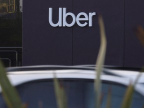 An Uber office is shown in Redondo Beach, Calif., March 16, 2022.