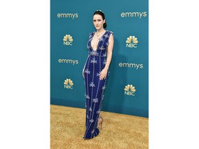 Actress Rachel Brosnahan arrives for the 74th Emmy Awards at the Microsoft Theater in Los Angeles, Calif., on Sept. 12, 2022.