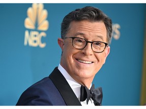 Stephen Colbert arrives for the 74th Emmy Awards at the Microsoft Theater in Los Angeles, Calif., on Sept. 12, 2022.