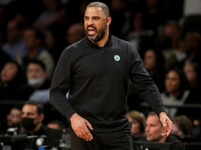 Celtics coach Ime Udoka suspended for season for violating team policies - Toronto Sun 3 Apr 25, 2022; Brooklyn, New York, USA; Boston Celtics head coach Ime Udoka coaches against the Brooklyn Nets during the second quarter of game four of the first round of the 2022 NBA playoffs at Barclays Center.