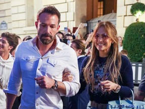 Ben Affleck and Jennifer Lopez are pictured in Paris, July 26, 2022.