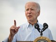 U.S. President Joe Biden speaks at a Labour Day visit to United Steelworkers of America Local Union 2227 in West Mifflin, Pa. Sept. 5, 2022.