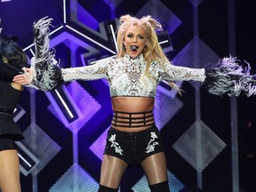 Britney Spears performs at the Jingle Bell Ball at at Staples Center in Los Angeles Dec. 2, 2016.