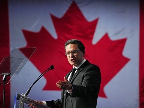 Newly elected Conservative Leader Pierre Poilievre speaks at the Conservative Party of Canada leadership vote, in Ottawa, Saturday, Sept. 10, 2022.