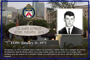 Konst.  James Lothian.  1973 getötet. POLIZEI VON TORONTO