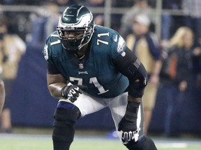 Philadelphia Eagles offensive tackle Jason Peters (71) lines up against the Dallas Cowboys in the second half of an NFL football game in Arlington, Texas, Sunday, Dec. 9, 2018.