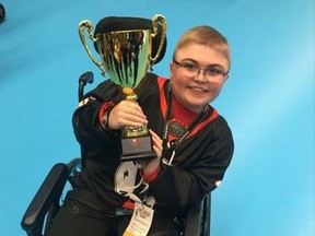 Sniper Jacob McArthur with runner-up trophy at World Cup of Volt Hockey