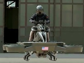 The XTURISMO hoverbike is pictured in this screengrab of a Reuters video.