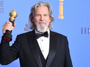 Jeff Bridges with his award at the Golden Globe Awards ceremony in Beverly Hills, Calif., Jan. 6, 2019.