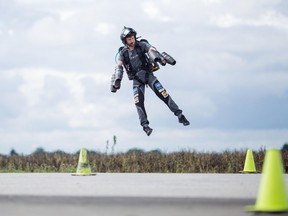 Richard Browning, the founder of Gravity, flying one of its jet suits.