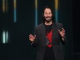 Actor Keanu Reeves speaks about "Cyberpunk 2077" from developer CD Projekt Red during the Xbox E3 2019 Briefing at The Microsoft Theater on June 9, 2019 in Los Angeles, Calif.
