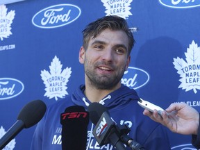 Toronto Maple Leafs Zach Aston-Reese speaks to the media at the first practice of the year in Toronto on Thursday September 22, 2022.