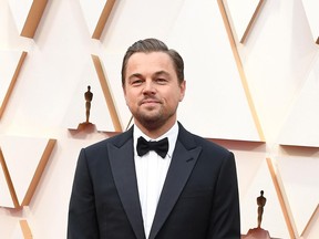 Leonardo DiCaprio poses for photos at the 2020 Oscars in Hollywood, Calif., Feb. 9, 2020.
