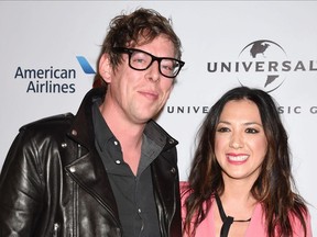 Michelle Branch and Patrick Carney are seen at a Grammy Awards party in 2016.