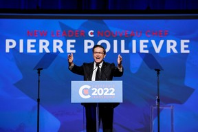 Pierre Poilievre speaks after being elected as the new leader of the Canada’s Conservative Party, in Ottawa on Saturday, Sept. 10, 2022. REUTERS/Blair Gable