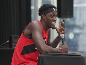Toronto Raptors forward Pascal Siakim speaks to the media about the upcoming season on Monday September 26, 2022.