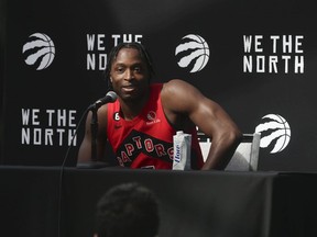 Toronto Raptors guard OG Anunoby speaks to the media about the upcoming season  on Monday September 26, 2022.
