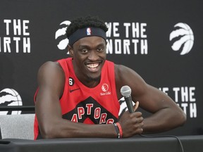 Toronto Raptors forward Pascal Siakim speaks to the media about the upcoming season  on Monday September 26, 2022.