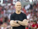 Toronto FC head coach Bob Bradley is pictured before MLS action against Charlotte FC in Toronto on Saturday July 23, 2022. 