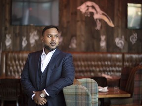 President of Reign Company Junior Sritharan, poses for a photograph at Fox on John restaurant in Toronto, on Friday, Sept. 2, 2022.