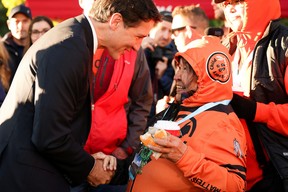 Prime Minister Justin Trudeau marks National Day for Truth and Reconciliation, honouring the lost children and survivors of Indigenous residential schools, during a sunrise ceremony at Niagara Parks power station in Niagara Falls, Ont., Sept. 30, 2022.