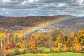 An autumn rainbow near Woodstock, Vt. (iStock)