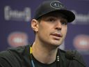 Montreal Canadiens goaltender Carey Price speaks to reporters on Saturday April 30, 2022 during the postmortem press conference following the end of the season of the Habs.