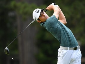 DETROIT, MICHIGAN - JULY 03: Joaquin Niemann of Chile plays his shot from the fourth tee during the third round of the Rocket Mortgage Classic on July 03, 2021 at the Detroit Golf Club in Detroit, Michigan.