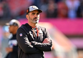Head coach Kevin Stefanski of the Cleveland Browns looks on against the Los Angeles Chargers at FirstEnergy Stadium on Oct. 9, 2022 in Cleveland. JASON MILLER/GETTY IMAGES