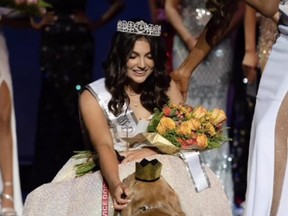 Miss Dallas Teen USA 2022 Alison Appleby and her support dog Brady.