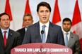 Canada's Prime Minister Justin Trudeau speaks at a news conference addressing the handgun sales freeze, in Surrey, British Columbia, Canada on Oct. 21, 2022.