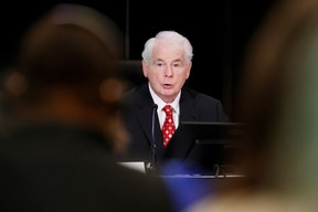 Justice Paul Rouleau Public delivers opening remarks during the first day of the Public Order Emergency Commission in Ottawa, Oct. 13, 2022.