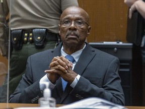In this photo provided by Cal State LA, Maurice Hastings listens at a hearing at Los Angeles Superior Court where a judge dismissed his conviction for murder after new DNA evidence exonerated him, Oct. 20, 2022, in Los Angeles.