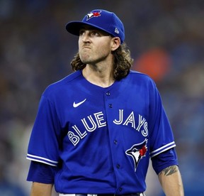 Blue Jays ace Kevin Gausman has nothing but praise for young starter Alek Manoah. The two will be leading the rotation for years to come. GETTY IMAGES