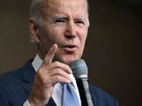 US President Joe Biden speaks about lowering costs for American families at the East Portland Community Center, in Portland, Oregon on October 15, 2022. (Photo by SAUL LOEB/AFP via Getty Images)