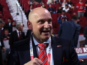Head coach Derek Lalonde of the Detroit Red Wings during Round One of the 2022 Upper Deck NHL Draft at Bell Centre on July 07, 2022 in Montreal, Quebec, Canada.