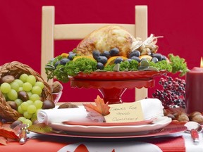 Thanksgiving Table Setting with Roast Turkey