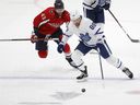 Apr 24, 2022; Washington, District of Columbia, USA; Toronto Maple Leafs right wing William Nylander (88) skates with the puck as Washington Capitals right wing Tom Wilson (43) chases in the third period at Capital One Arena.  