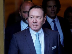 Actor Kevin Spacey exits the Manhattan Federal Court during his sex abuse trial in New York City, Thursday, Oct. 6, 2022.