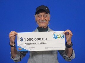 Antoine Beaini with his Lotto Max Maxmillions win from Sept. 23, 2022.
