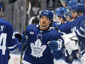 Forward Nick Robertson was sent to the Toronto Marlies on Monday, a victim of the Maple Leafs' salary-cap crunch.