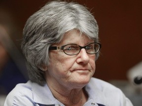 Former Manson family member and convicted murderer Patricia Krenwinkel listens to the ruling denying her parole, at a hearing at the California Institution for Women in Corona, Calif., Jan. 20, 2011. California Gov. Gavin Newsom blocked Krenwinkel's parole, Friday, Oct. 14, 2022, saying that she is still too much of a public safety risk.
