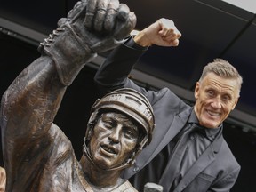 Toronto Maple Leaf legend Borje Salming  at Maple Leaf Square. outside the ACC in Toronto, Ont. for the unveiling of there bronze statues to be added to Legends Row on Saturday September 12, 2015.