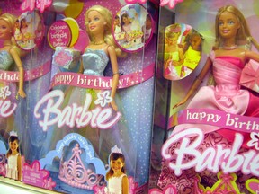 Barbie dolls in a store.