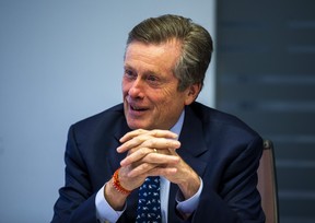 Toronto Mayor John Tory meets with the editorial board of the Toronto Sun on Wednesday, Oct. 12, 2022.