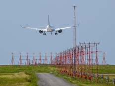 An Air Canada Airbus A220-300 airliner from Toronto arrives at Halifax Stanfield International Airport in Enfield, N.S. on Monday, June 28, 2021.
