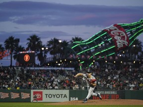 Atlanta Braves' Spencer Strider pitches against the San Francisco Giants during the second inning of a baseball game in San Francisco, Monday, Sept. 12, 2022.