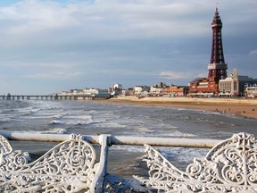 Blackpool, its beach, and its tower, which offers a grand view, especially at sunset.