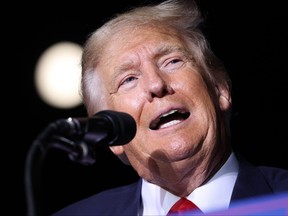 The pool boy took Donald Trump’s advice: Get even. In this file photo, former U.S. President Donald Trump speaks during a campaign rally at Minden-Tahoe Airport on Oct. 8, 2022 in Minden, Nevada.