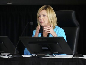 Ottawa city councillor Diane Deans appears as a witness at the Public Order Emergency Commission in Ottawa, on Wednesday, Oct. 19, 2022.